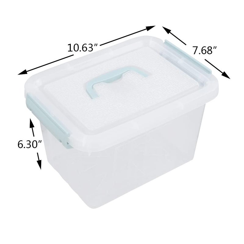 Pekky Plastic Storage Bin with Handle, Clear Latching Tote, 6 Quart, 6 Packs - Image 2